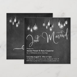 Invitación Recién Casados Tipografía, Luces de Edison, Pizarr