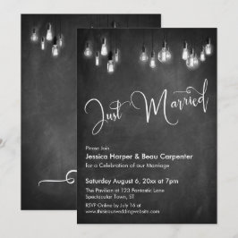 Invitación Recién Casados Tipografía Luces de Edison Pizarra