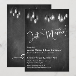 Invitación Recién Casados Tipografía Luces de Edison Pizarra