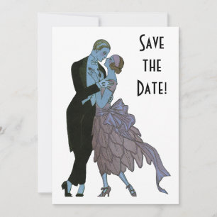 Invitación Recién casados Vintage Art Déco, baile de bodas de