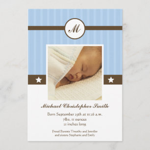 Invitación recién nacida de moda de la foto del