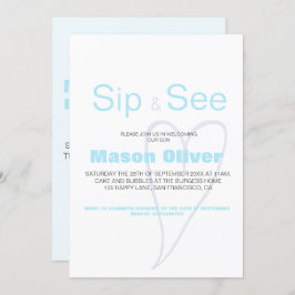 Invitación Recién nacido Boy Sip y ver con estadísticas