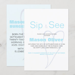 Invitación Recién nacido Boy Sip y ver con estadísticas