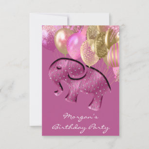 Invitación Recién nacido Ducha Elefante oro rosa Ballon berry
