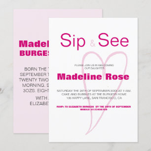 Invitación Recién nacido Sip y Ver con estadísticas
