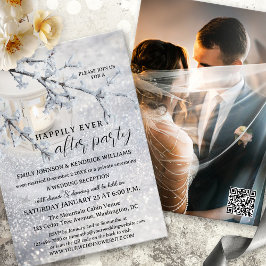 Invitación Recién recepción de bodas de invierno con nieve de