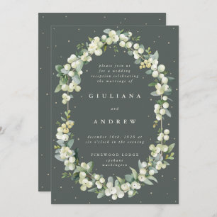 Invitación Recién recepción de bodas de nieve verde + eucalip