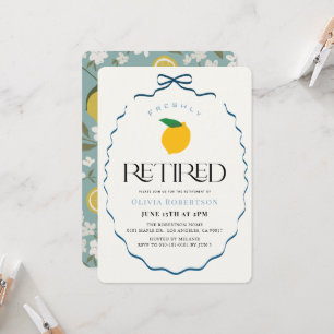 Invitación Recién Retirado Lazo Azul Limón/Citricos Jubilació