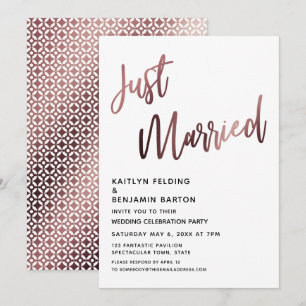 Invitación Recién Rosa casada con la recepción de la boda de 