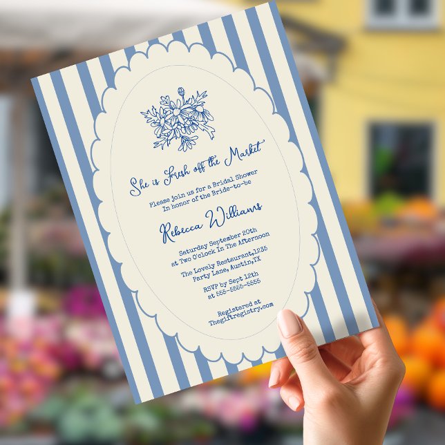 Invitación Recién salido del mercado azul mano dibujada Despe (Subido por el creador)