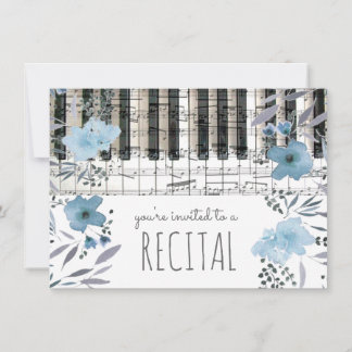 Invitación recitación de flores de color azul azul elegante
