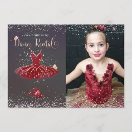 Invitación Recital de baile de tutú de Burdeos a la acuarela