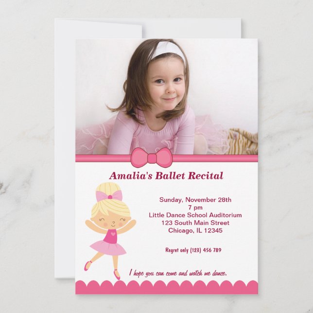 Invitación Recital de ballet (Anverso)