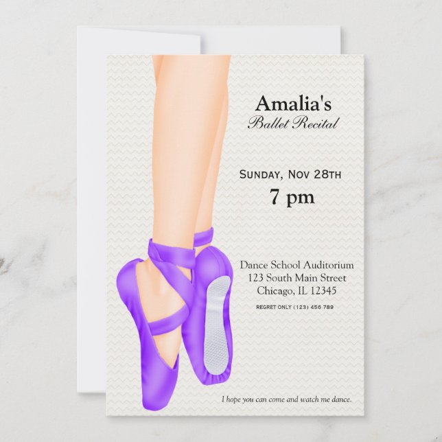 Invitación Recital de ballet (Anverso)