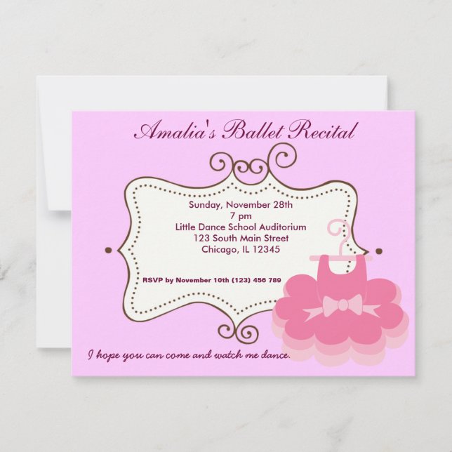 Invitación Recital de ballet (Anverso)