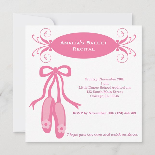 Invitación Recital de ballet (Anverso)