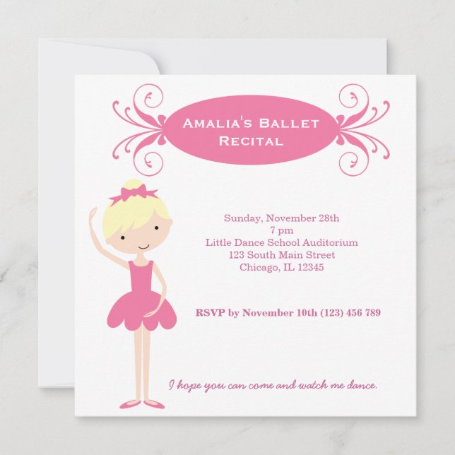 Invitación Recital de ballet (Anverso)