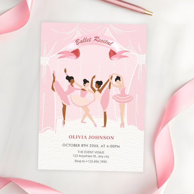 Invitación Recital de ballet de bailarina rosa (Subido por el creador)