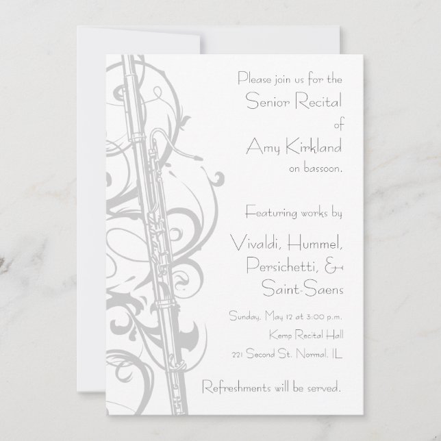 Invitación Recital de Bassoon (Anverso)