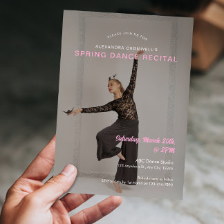 Invitación Recital de Danza Minimalista Rosa con Foto Persona