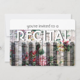 Invitación recital de diseño floral de piano vintage, evento 