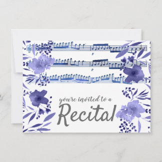 Invitación recital de flores de color azul