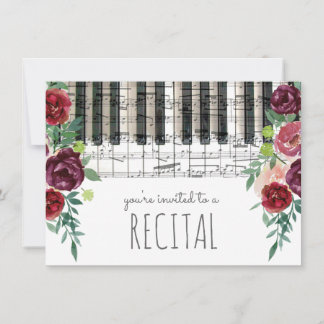 Invitación recital de flores de marsala de color rojo