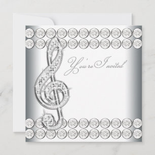 Invitación Recital de la música blanca negra Treble Clef