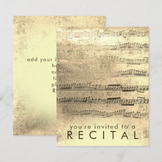Invitación recital de música con lámina de ORO FALSA