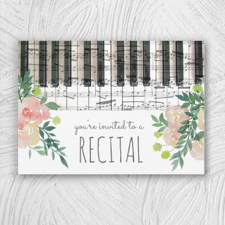 Invitación recital de música de flores de color agua