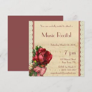 Invitación Recital de música floral vintage