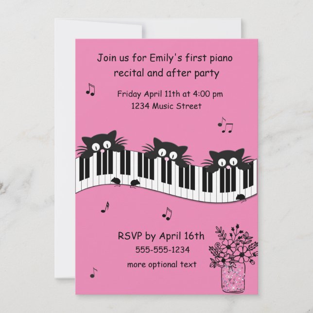 Invitación Recital de música rosa y negra (Anverso)