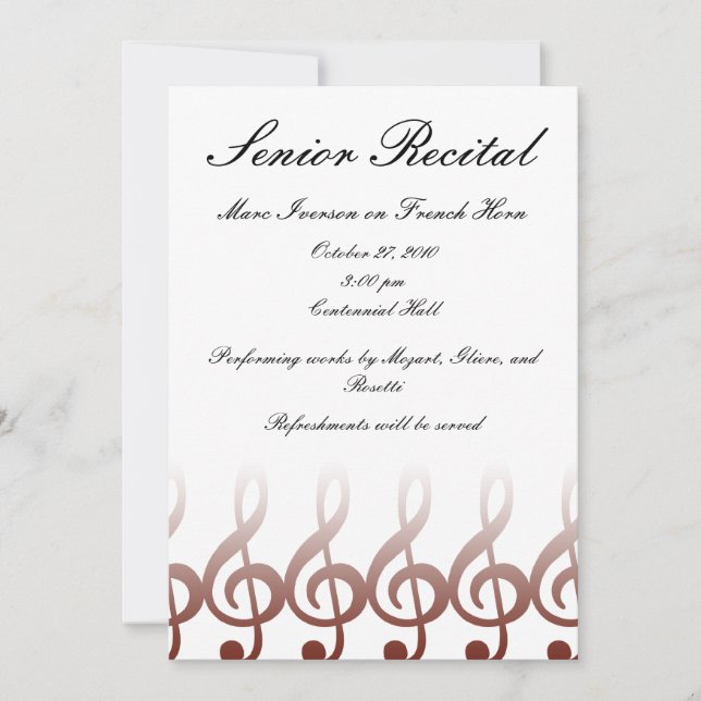Invitación Recital de música senior (Anverso)