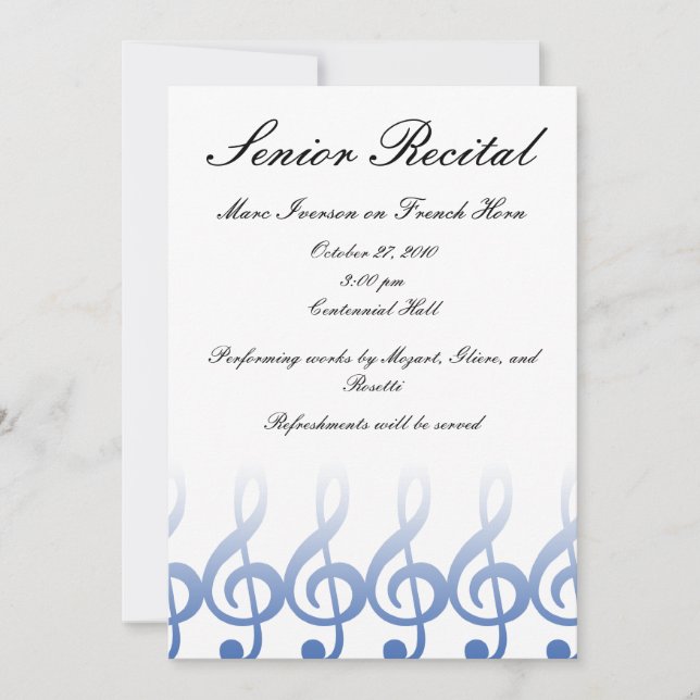 Invitación Recital de música senior (Anverso)