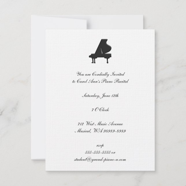 Invitación Recital de piano (Anverso)