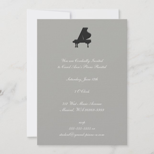 Invitación Recital de piano (Anverso)