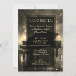 Invitación Recital de piano con luces de oro