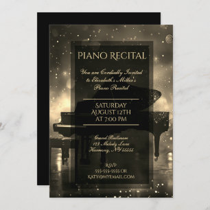 Invitación Recital de piano con luces de oro