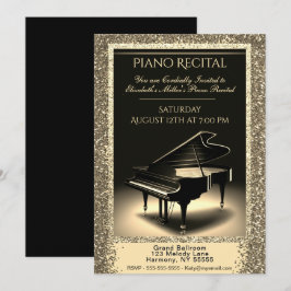Invitación Recital de piano con Purpurina de oro sobre invita