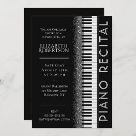 Invitación Recital de piano negro y blanco