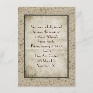 Invitación Recital de piano vintage
