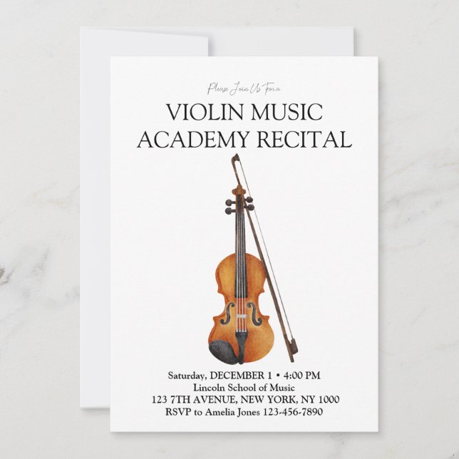 Invitación Recital especial de la Academia de Música de Violí (Anverso)