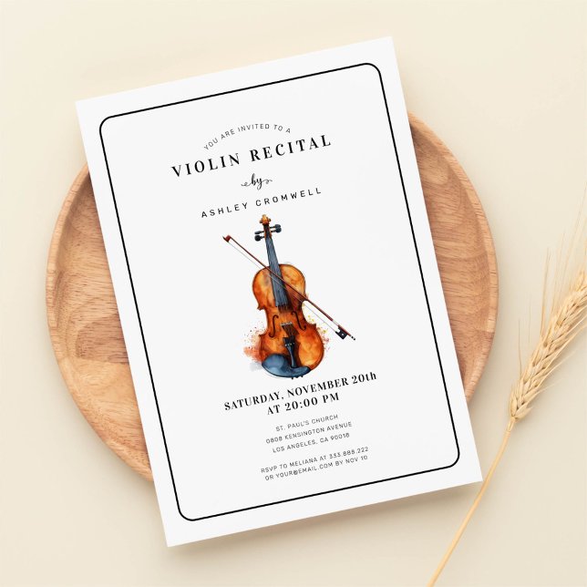 Invitación Recital Moderno de Violín en Blanco y Negro (Subido por el creador)