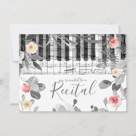 Invitación recital musical de rosas de acuarela