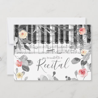 Invitación recital musical de rosas de acuarela