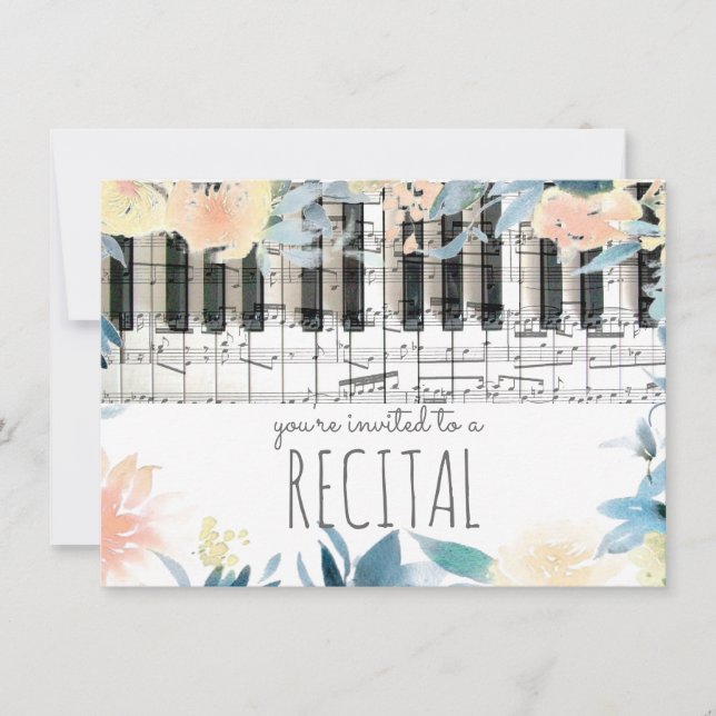 Invitación recitales de música elegante floral giratoria (Anverso)