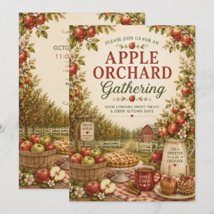 Invitación Recogida rústica de manzanas en otoño