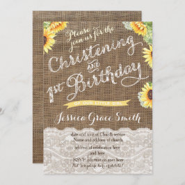 Invitación Recolectar la cristiandad y el primer cumpleaños p