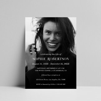 Invitación Recordatorio simple Servicio de memoria Foto Funer