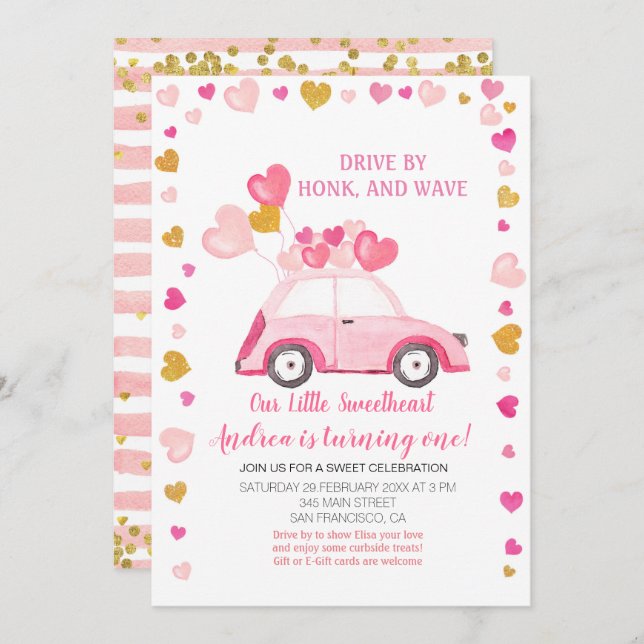 Invitación Recorrido en globo rosa por San Valentín (Anverso / Reverso)